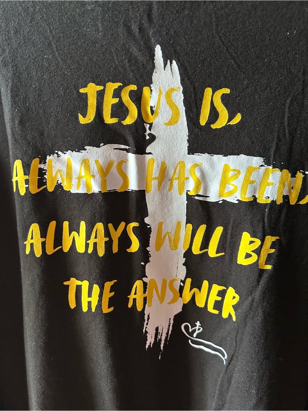 George Black Graphic Tee with Yellow & White Cross Print